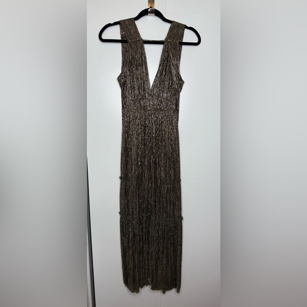 Sabina Musayev - Helena Metallic Tiered Maxi Dress in Gold size small - Picture 3 of 11